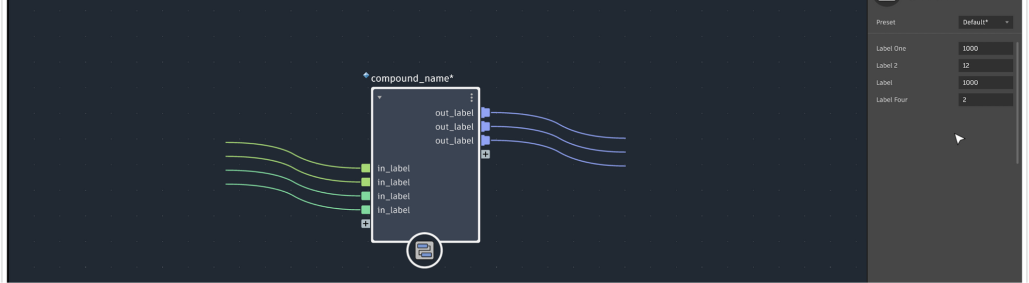 Bifrost compound interface used while exploring reusable preset behavior