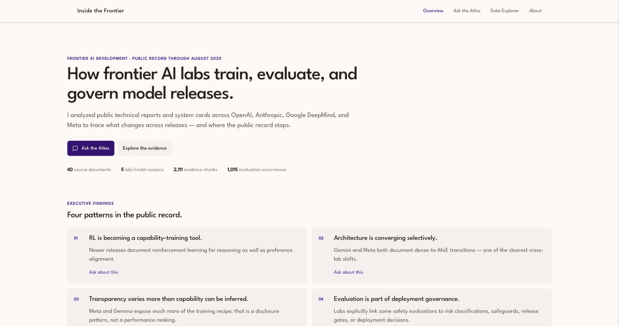 Inside the Frontier research product overview